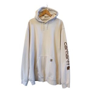 Men Big & Tall Carhartt Ivory/Cream Hoodie/Hooded Sweatshirt Loose Fit 2XL Tall